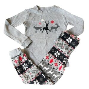 Petit Lem 3T Holiday Fair Isle PJs Grey Family Match